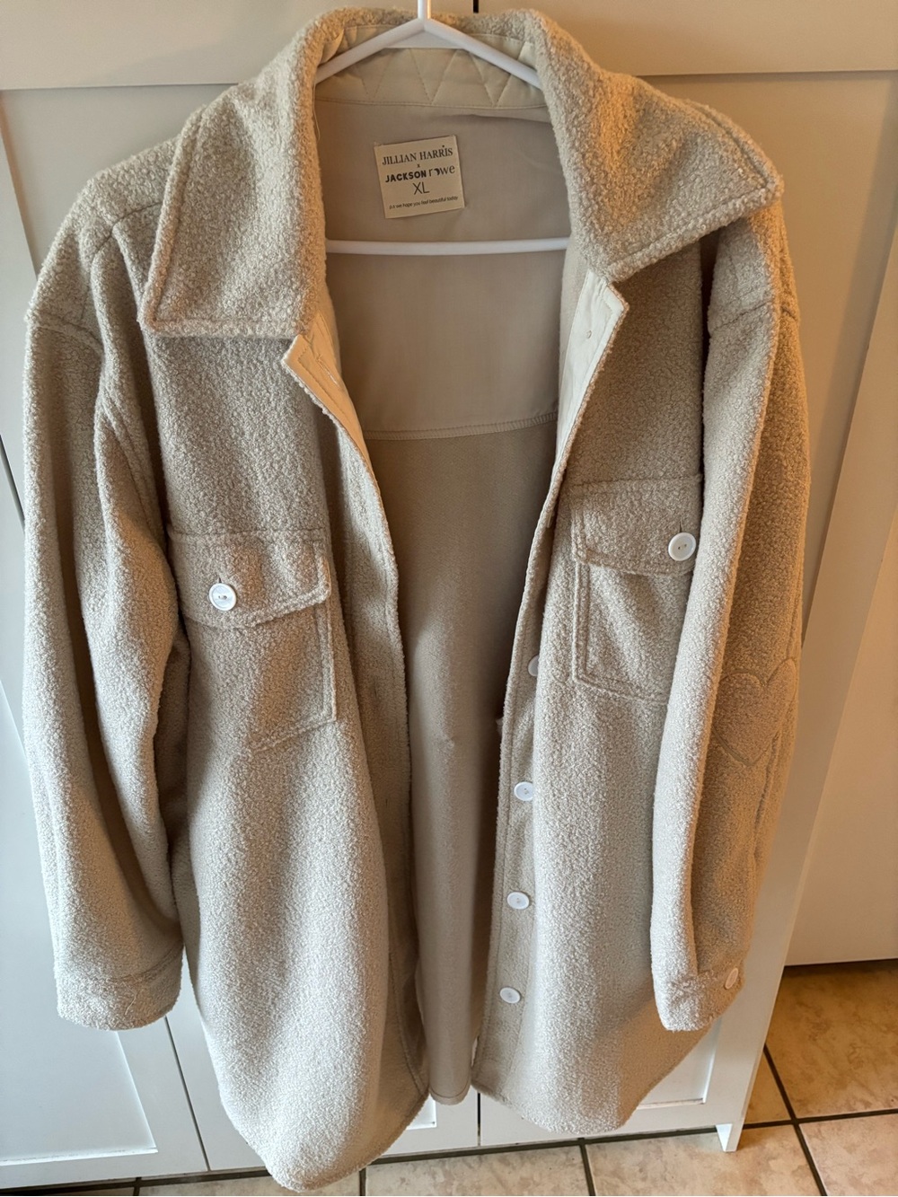 Jackson Rowe Ivory Teddy Shacket with Button Front